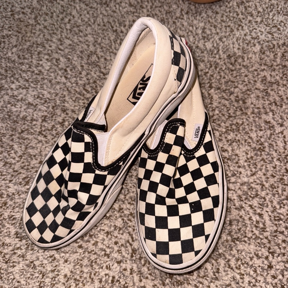 Vans Black and White Checkerboard Slip-Ons
